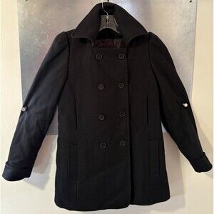 Delta Airlines Collection WOOL Blend PEA COAT Lion Uniform Group BLACK SZ 8 NEW